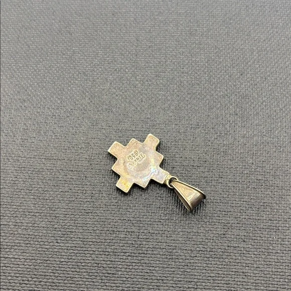 VTG 950 sterling silver Peruvian Chakana black onyx w/mother of pearl inlay boho - Picture 9 of 11